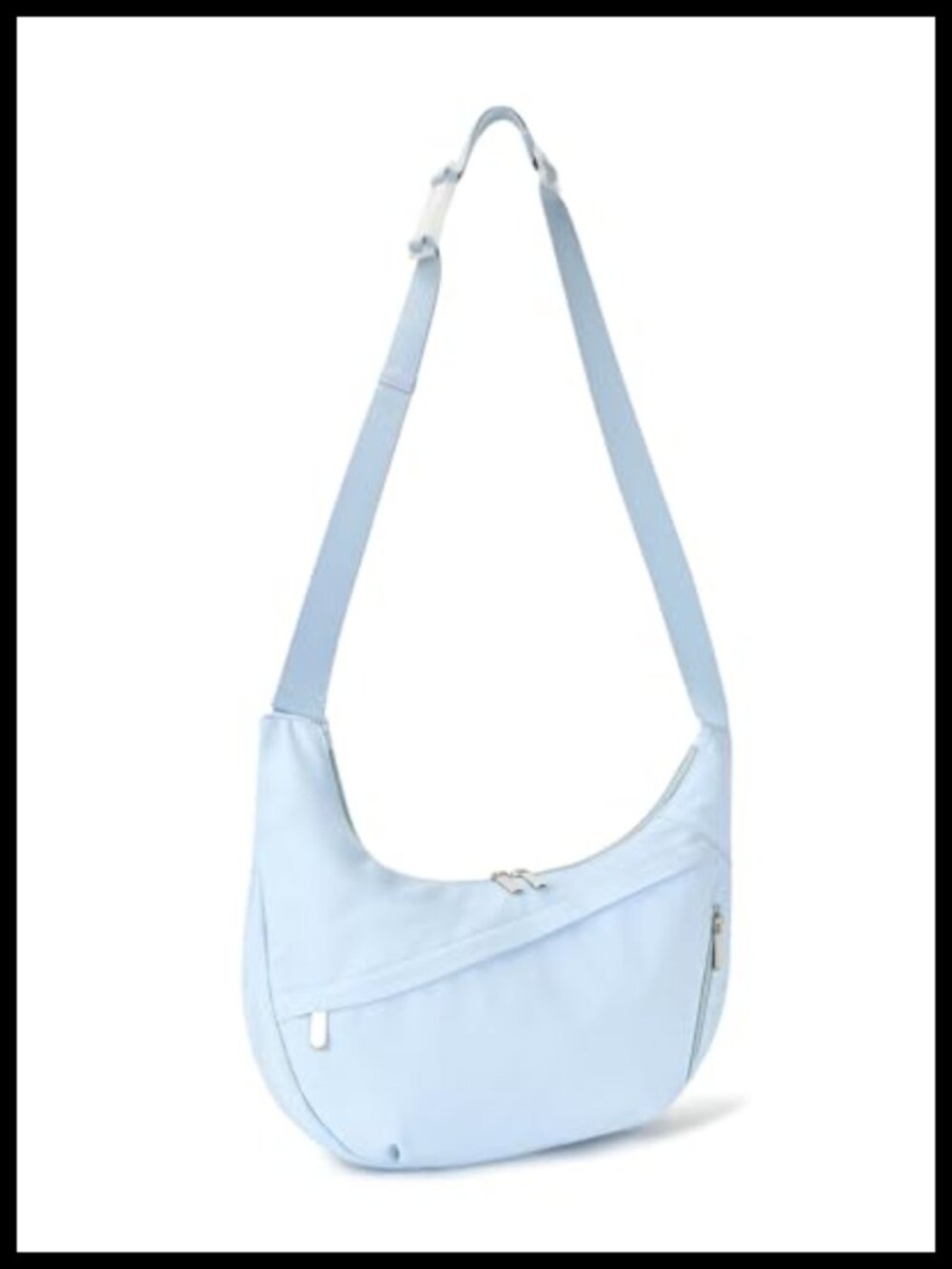 Nylon Crescent Crossbody Bag, Water-Resistant Lightweight Multi-Pocket Sling